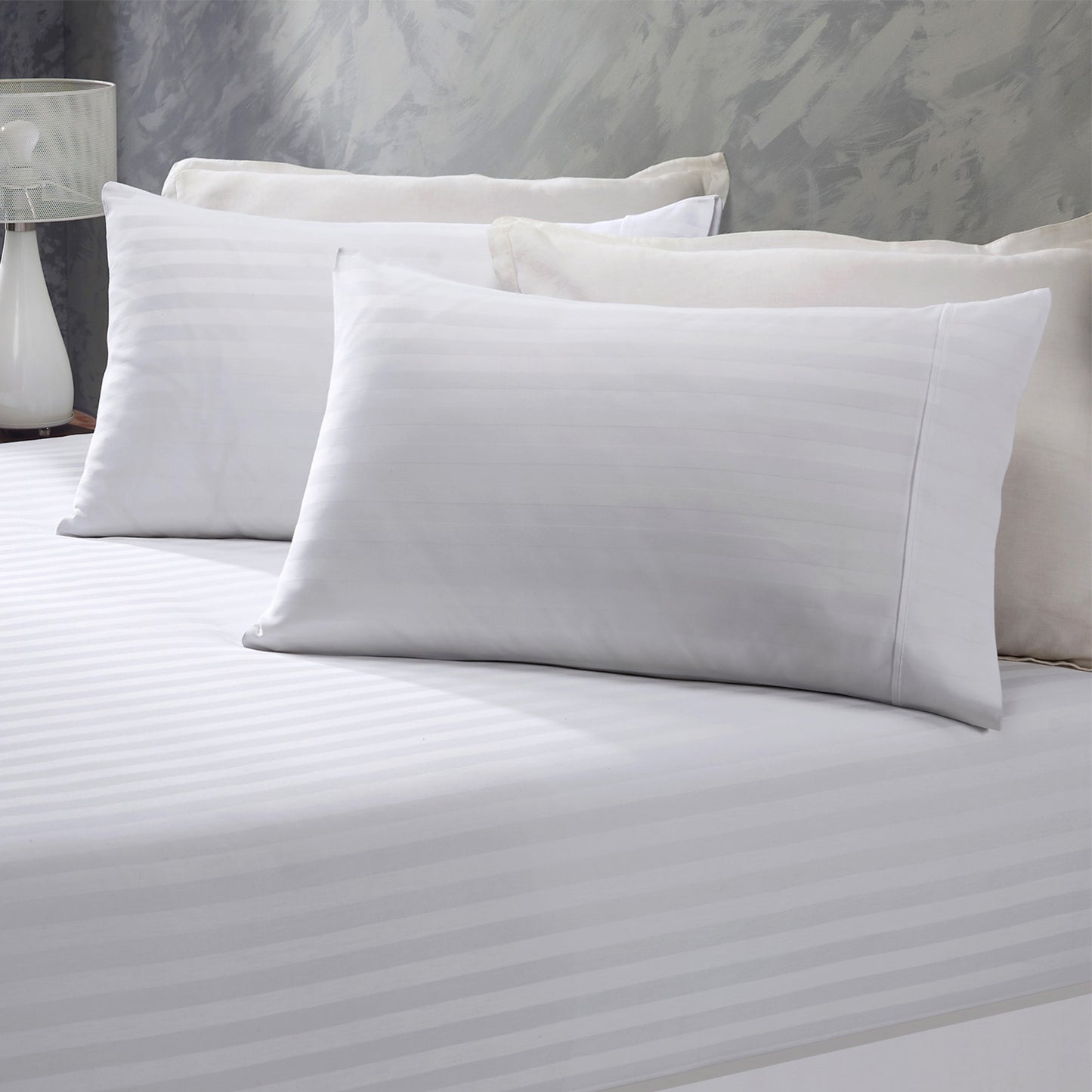 Royal Comfort 1200TC COTTON STRIPE -3PC FITTED COMBO SETS DOUBLE WHITE
