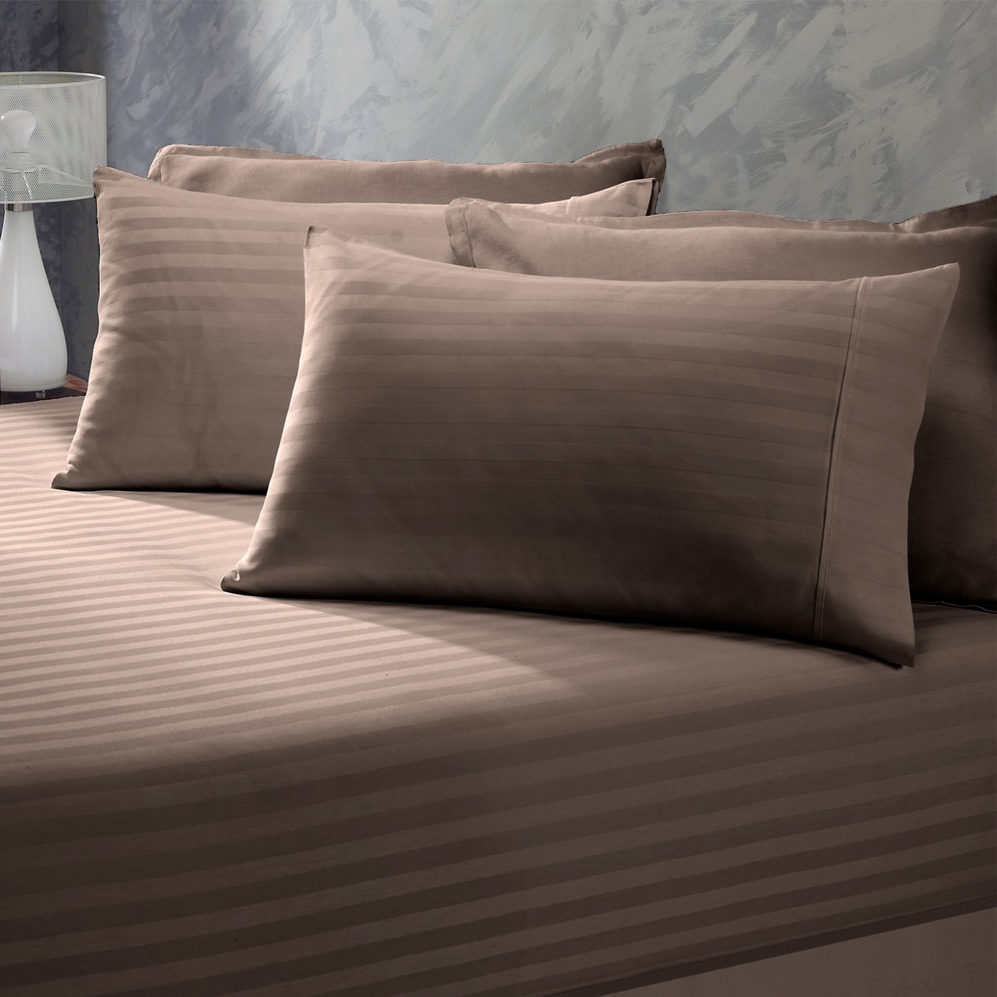 Royal Comfort 1200TC COTTON STRIPE -3PC FITTED COMBO SETS QUEEN CHARCOAL