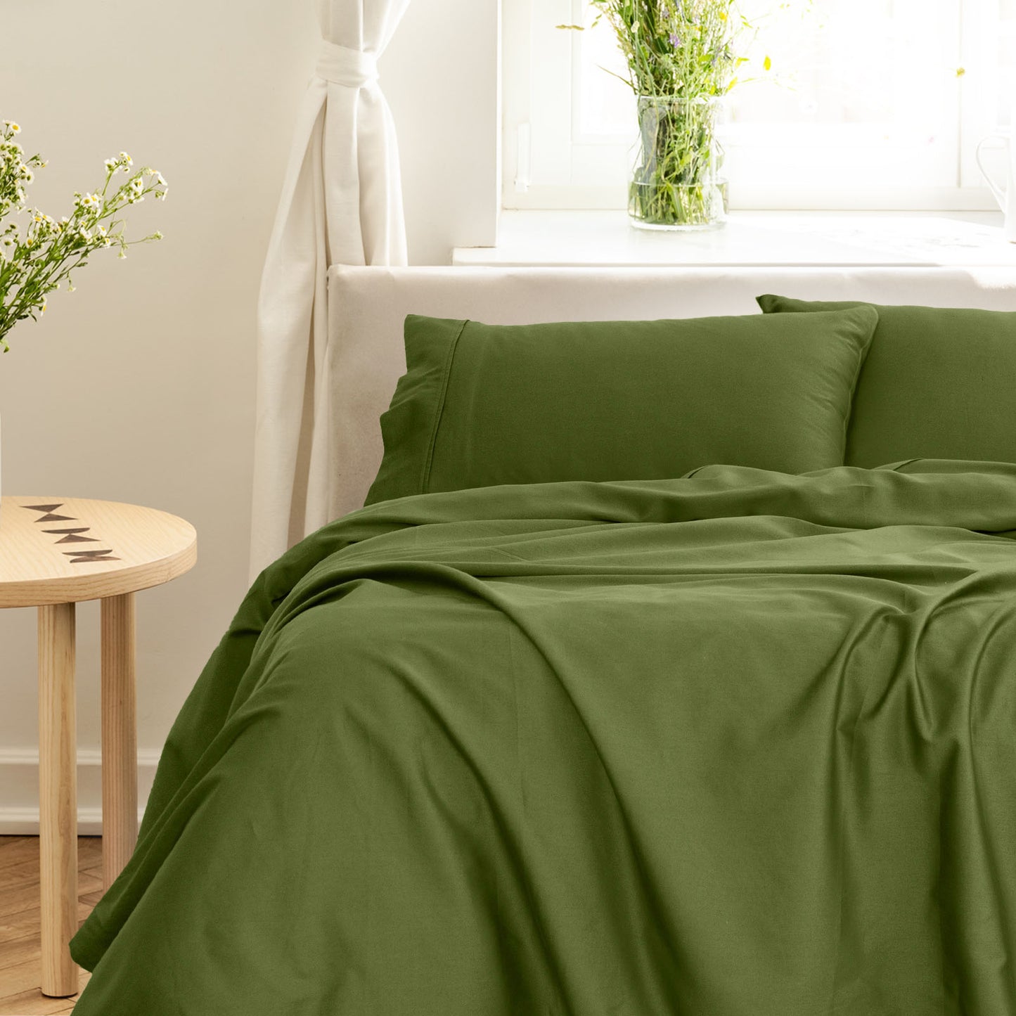 Royal Comfort - Balmain 1000TC Bamboo cotton Sheet Sets (Queen) - Olive