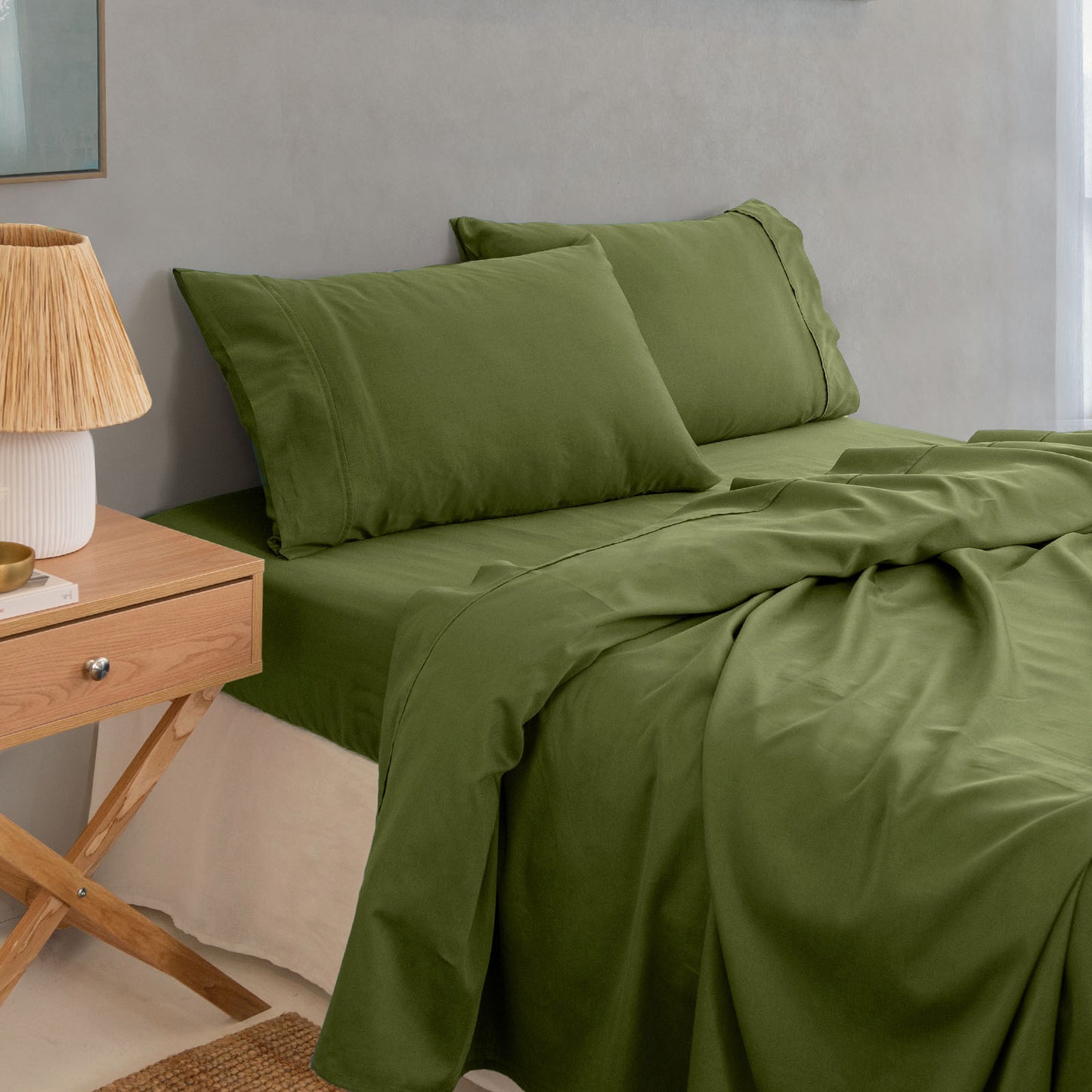 Royal Comfort - Balmain 1000TC Bamboo cotton Sheet Sets (Queen) - Olive