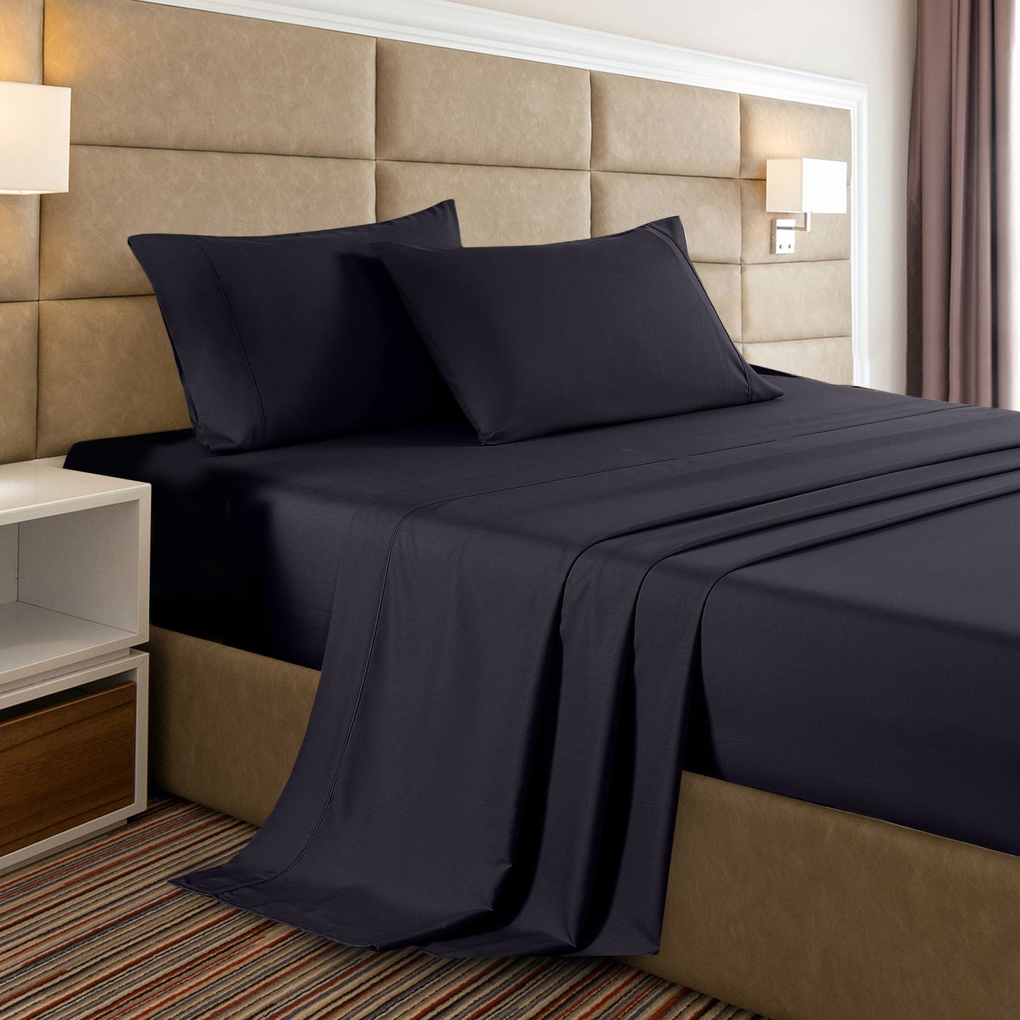 Casa Decor Bamboo Cooling 2000 TC Sheet Set Single Charcoal