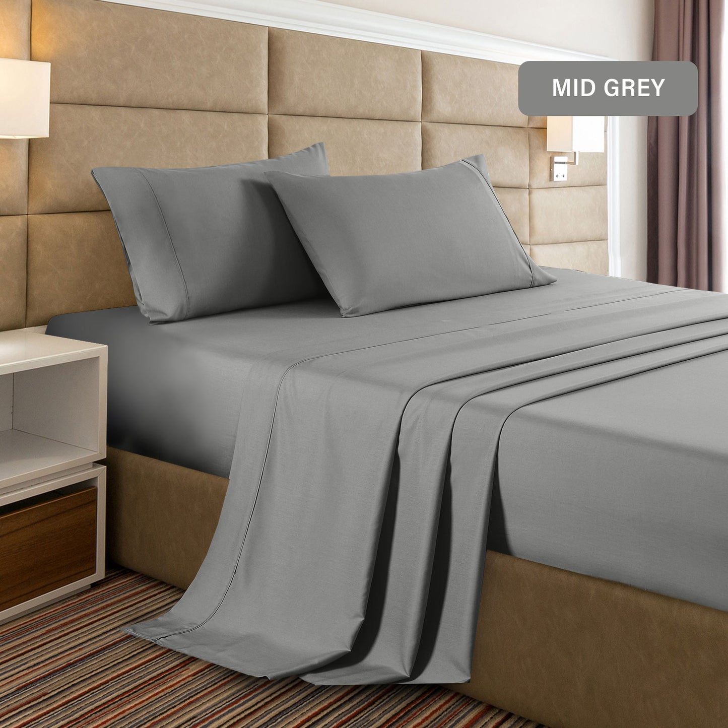 Casa Decor Bamboo Cooling 2000 TC Sheet Set Double Cloud Grey