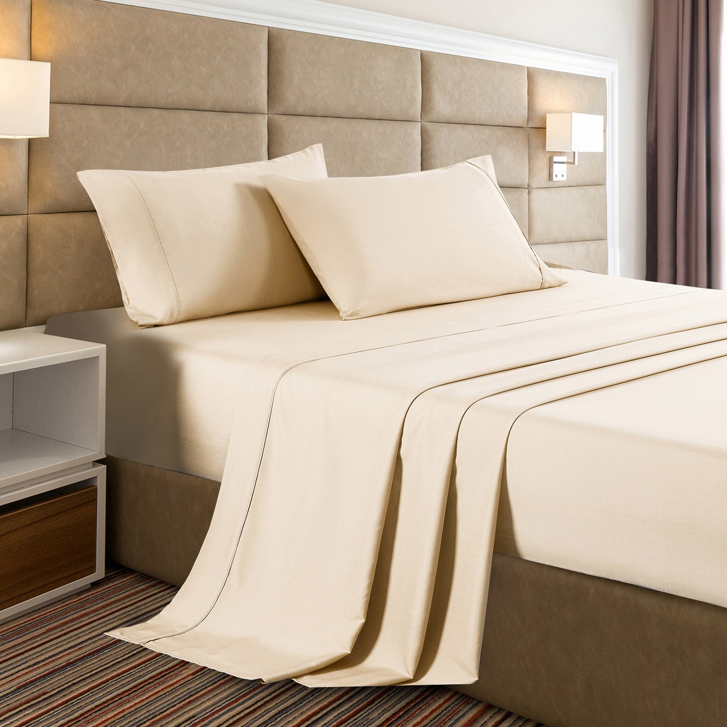 Casa Decor Bamboo Cooling 2000 TC Sheet Set Double Oatmeal