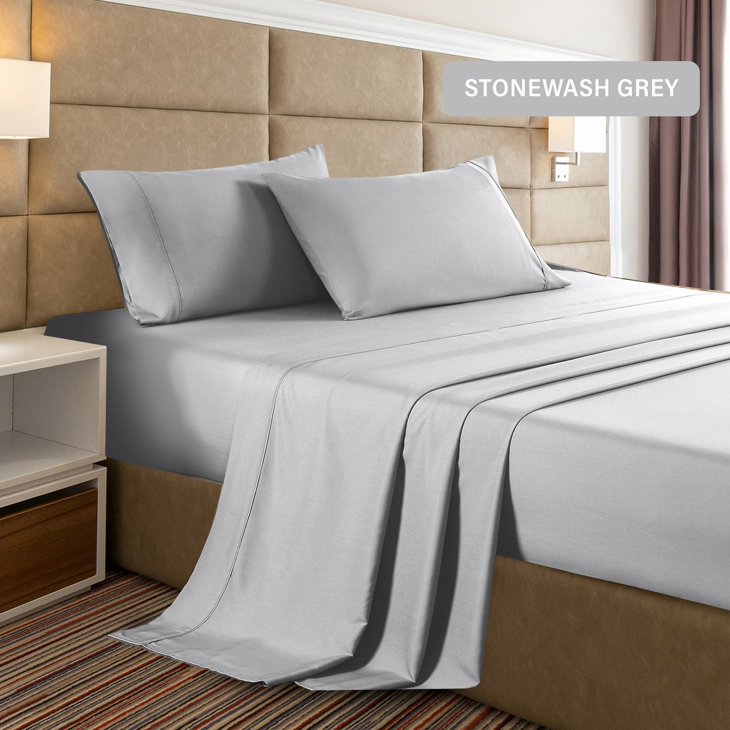 Casa Decor Bamboo Cooling 2000 TC Sheet Set King Stonewash Grey