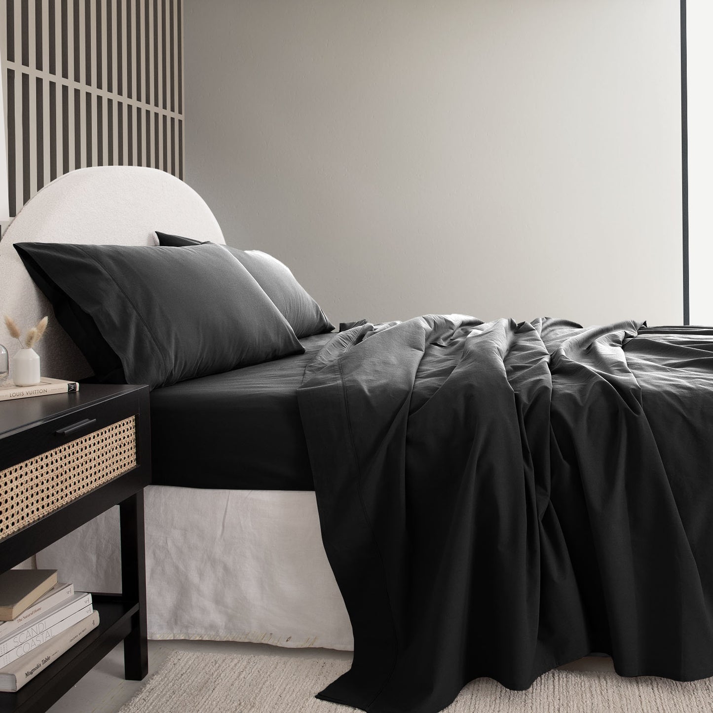 Royal Comfort Vintage Washed 100 % Cotton Sheet Set Double - Charcoal
