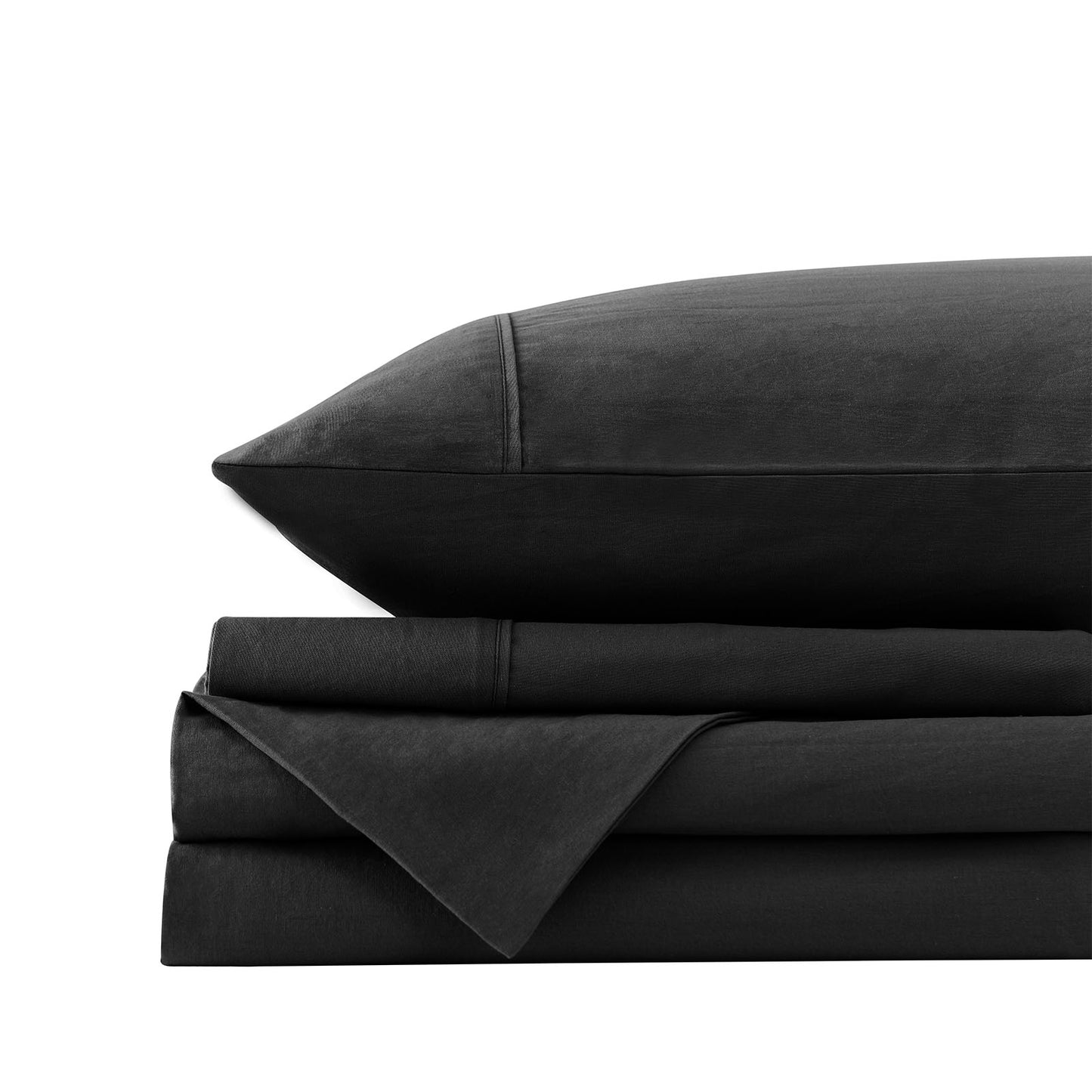 Royal Comfort Vintage Washed 100 % Cotton Sheet Set Double - Charcoal