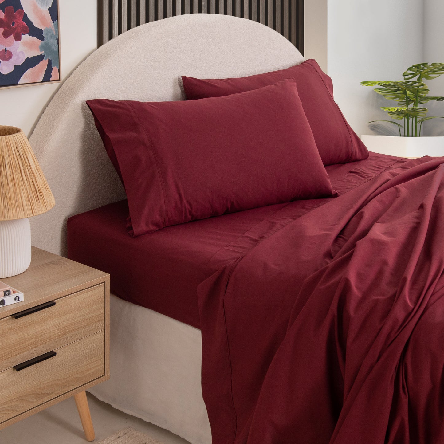 Royal Comfort Vintage Washed 100% Cotton Sheet Set King- Mulled Wine