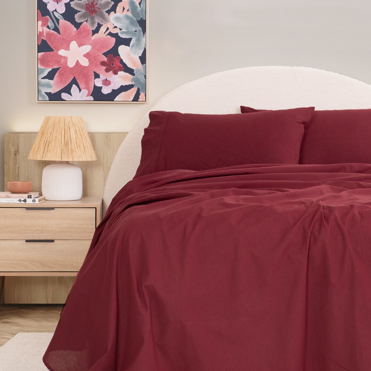Royal Comfort Vintage Washed 100% Cotton Sheet Set King- Mulled Wine