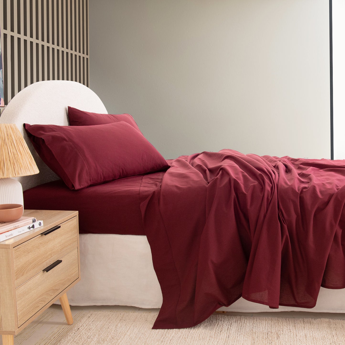 Royal Comfort Vintage Washed 100% Cotton Sheet Set King- Mulled Wine