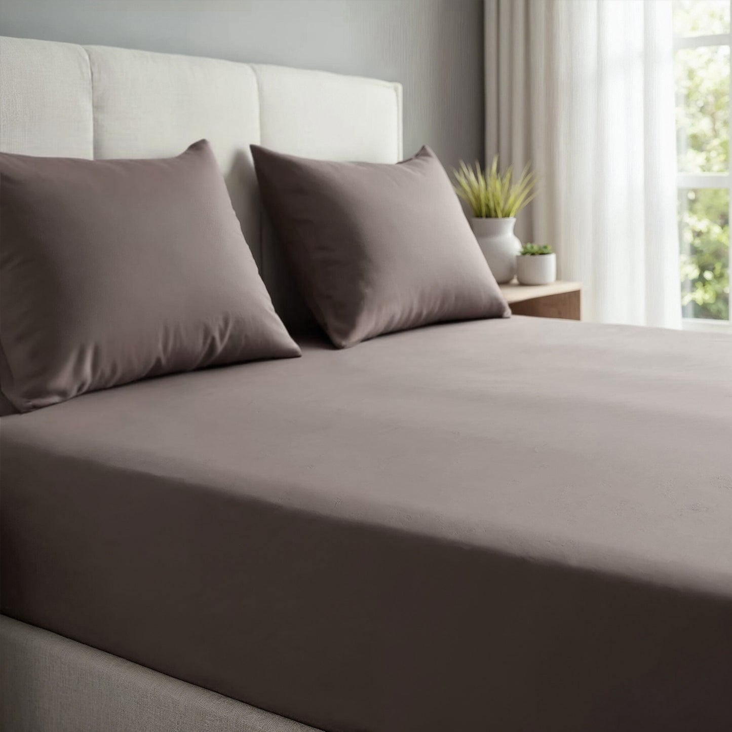 Royal Comfort 1500TC Cotton Rich Fitted sheet 3 PC Set Double-Dusk Grey