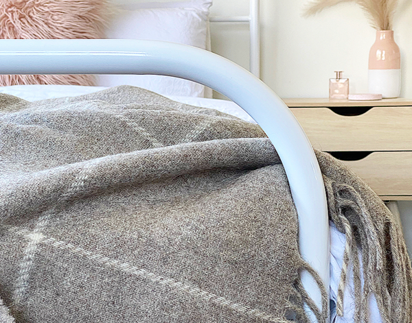 Brighton Throw - 100% NZ Wool - Beige Striped - DecorHouse.com.au