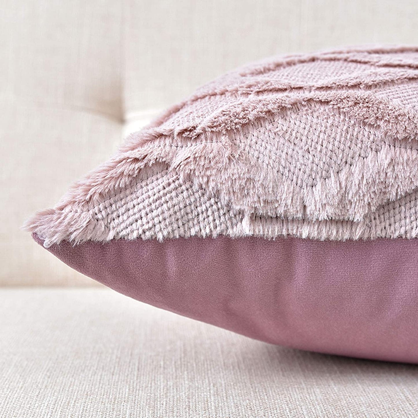 2 Pack Decorative Boho Throw Pillow Covers 45 x 45 cm (Pink) - DecorHouse.com.au
