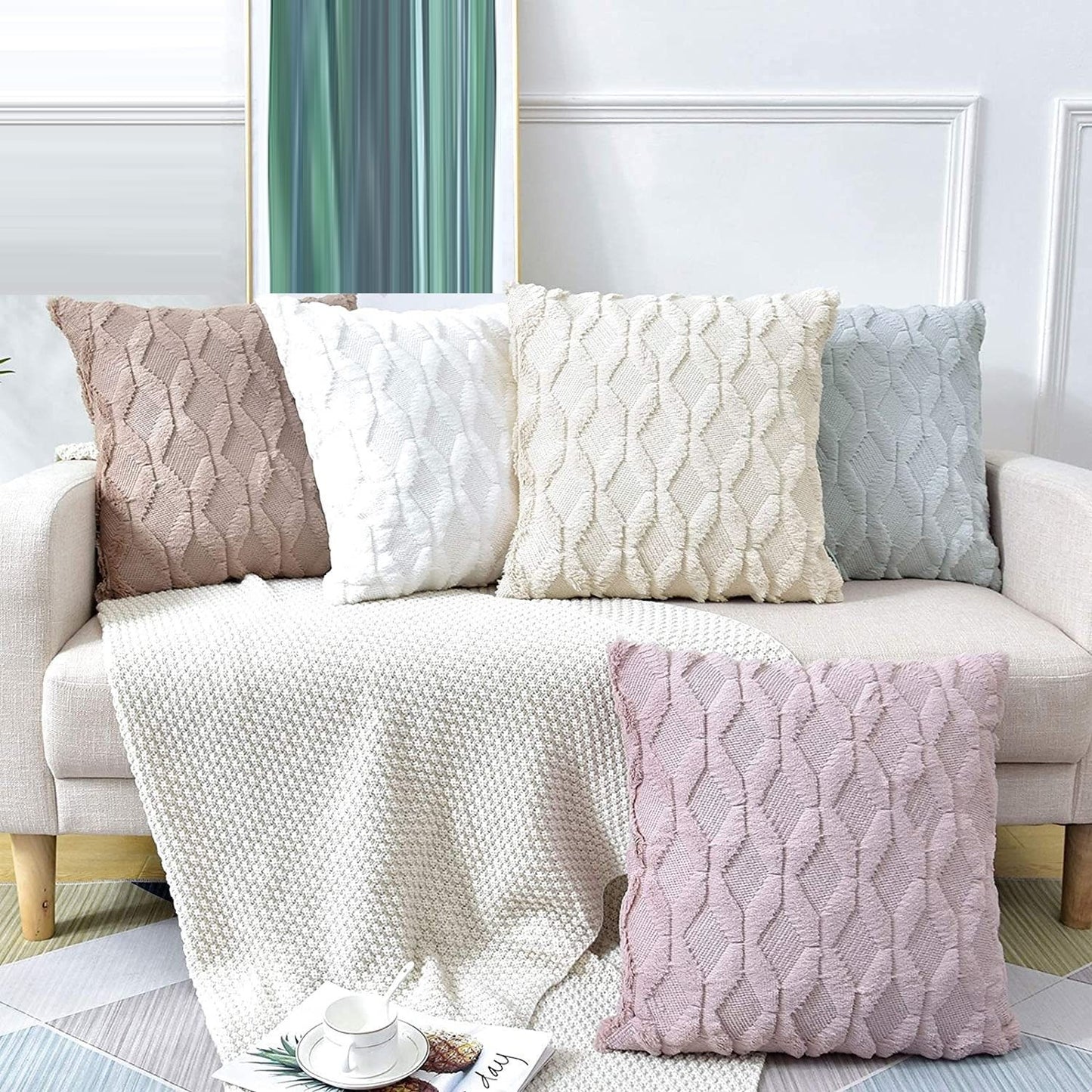 2 Pack Decorative Boho Throw Pillow Covers 45 x 45 cm (Pink) - DecorHouse.com.au