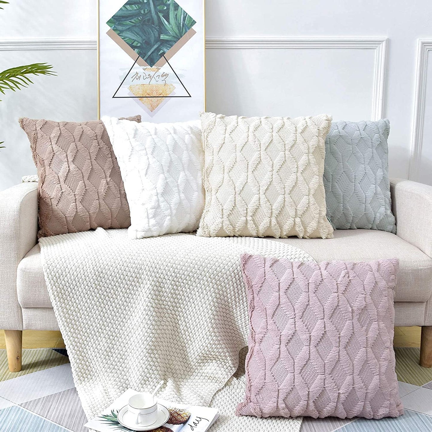 2 Pack Decorative Boho Throw Pillow Covers 45 x 45 cm (Black) - DecorHouse.com.au