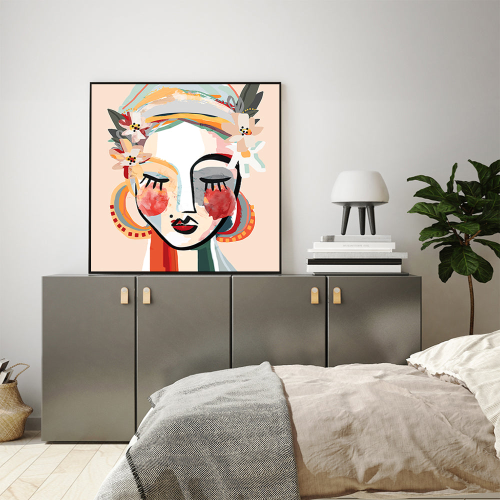 50cmx50cm Sophie Black Frame Canvas Wall Art - DecorHouse.com.au