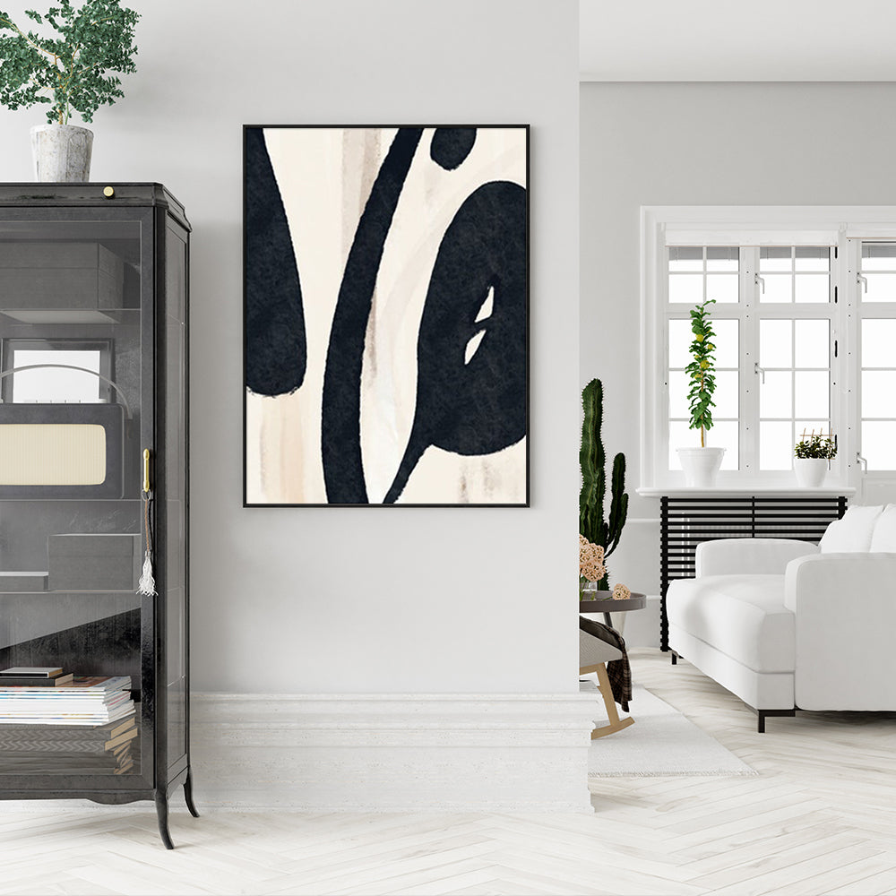 70cmx100cm Black Ink Black Frame Canvas Wall Art - DecorHouse.com.au