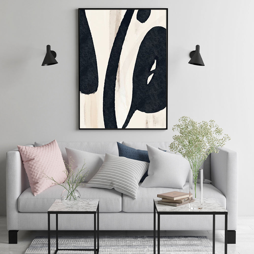 70cmx100cm Black Ink Black Frame Canvas Wall Art - DecorHouse.com.au
