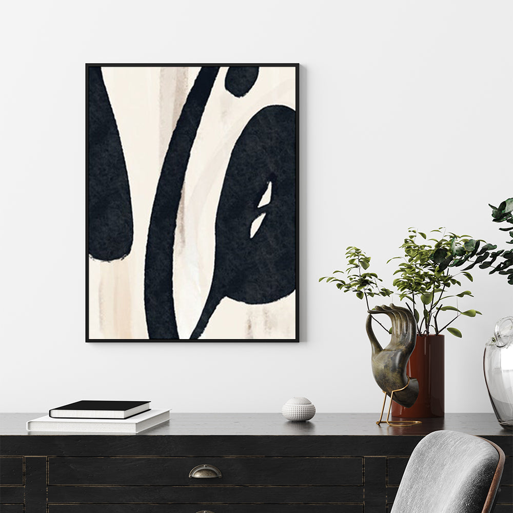 70cmx100cm Black Ink Black Frame Canvas Wall Art - DecorHouse.com.au