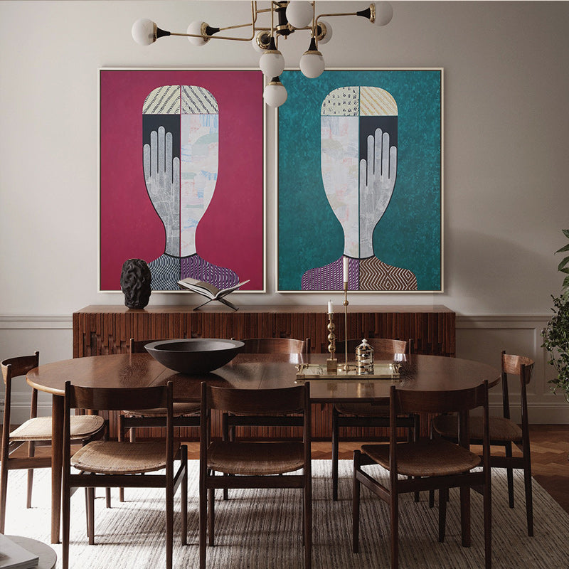 60cmx90cm Abstract Man And Woman 2 Sets Gold Frame Canvas Wall Art - DecorHouse.com.au