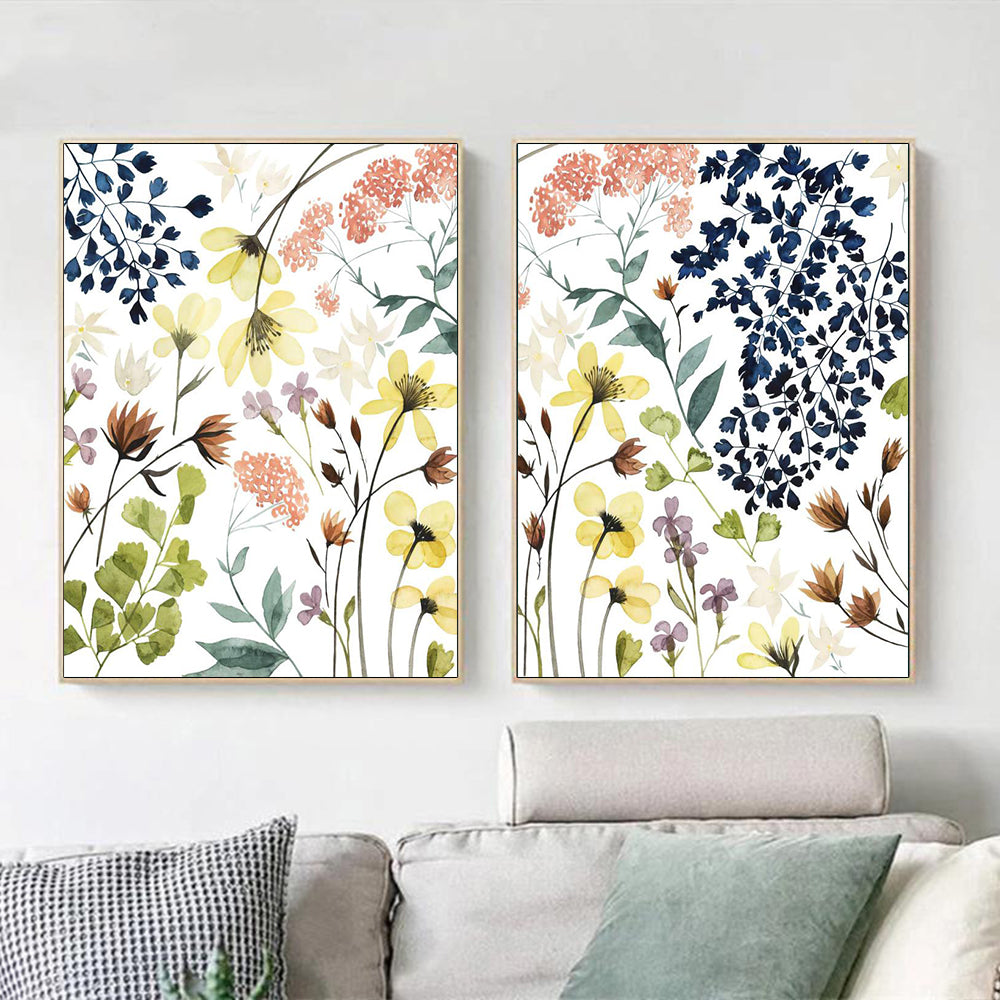 70cmx100cm Flower Composition 2 Sets Gold Frame Canvas Wall Art - DecorHouse.com.au