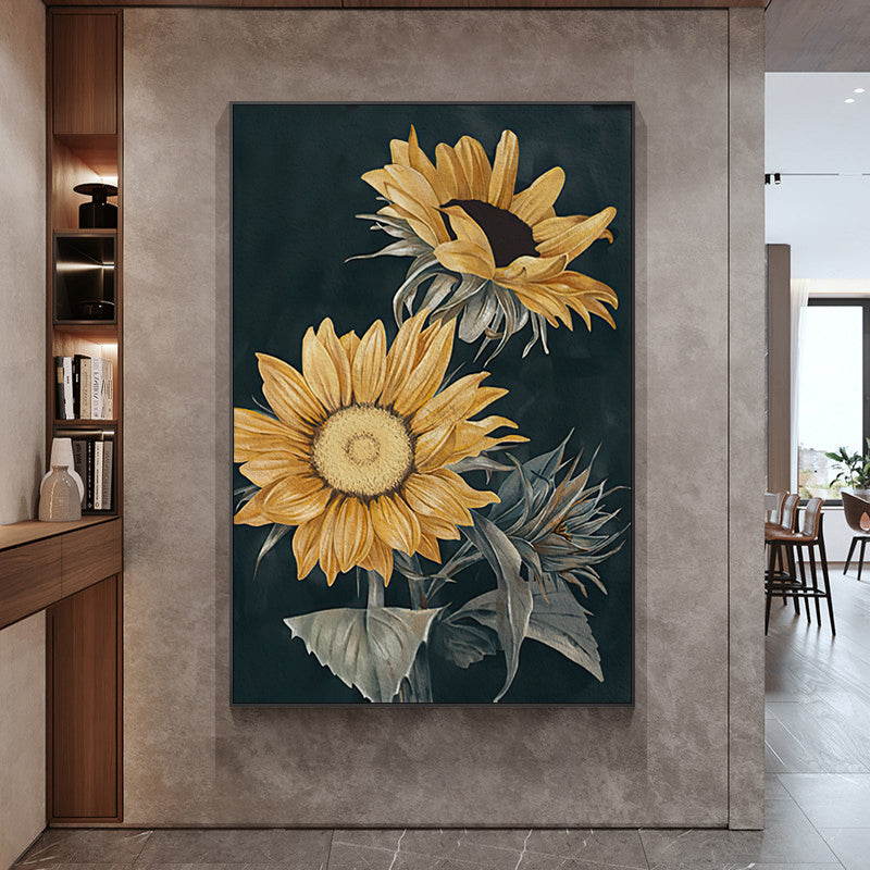 80cmx120cm Sunflowers Black Frame Canvas Wall Art - DecorHouse.com.au