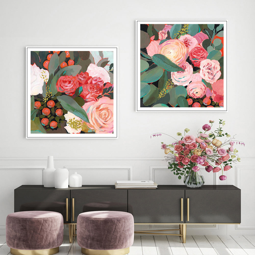 60cmx60cm Eucalyptus Bouquet 2 Sets White Frame Canvas Wall Art - DecorHouse.com.au