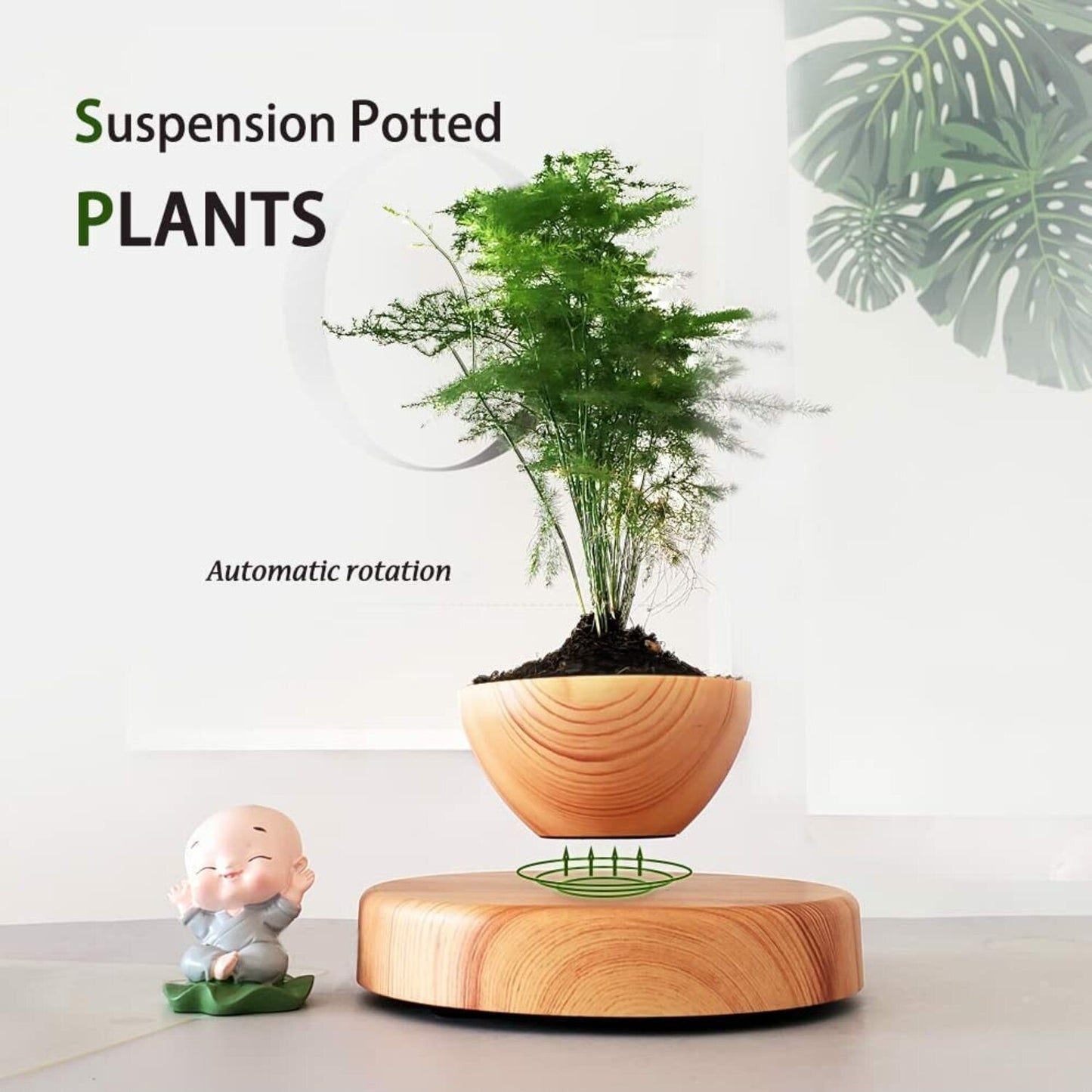 GOMINIMO Magnetic Levitating Plant Pot Oak GO-MLP-108-HCNT - DecorHouse.com.au
