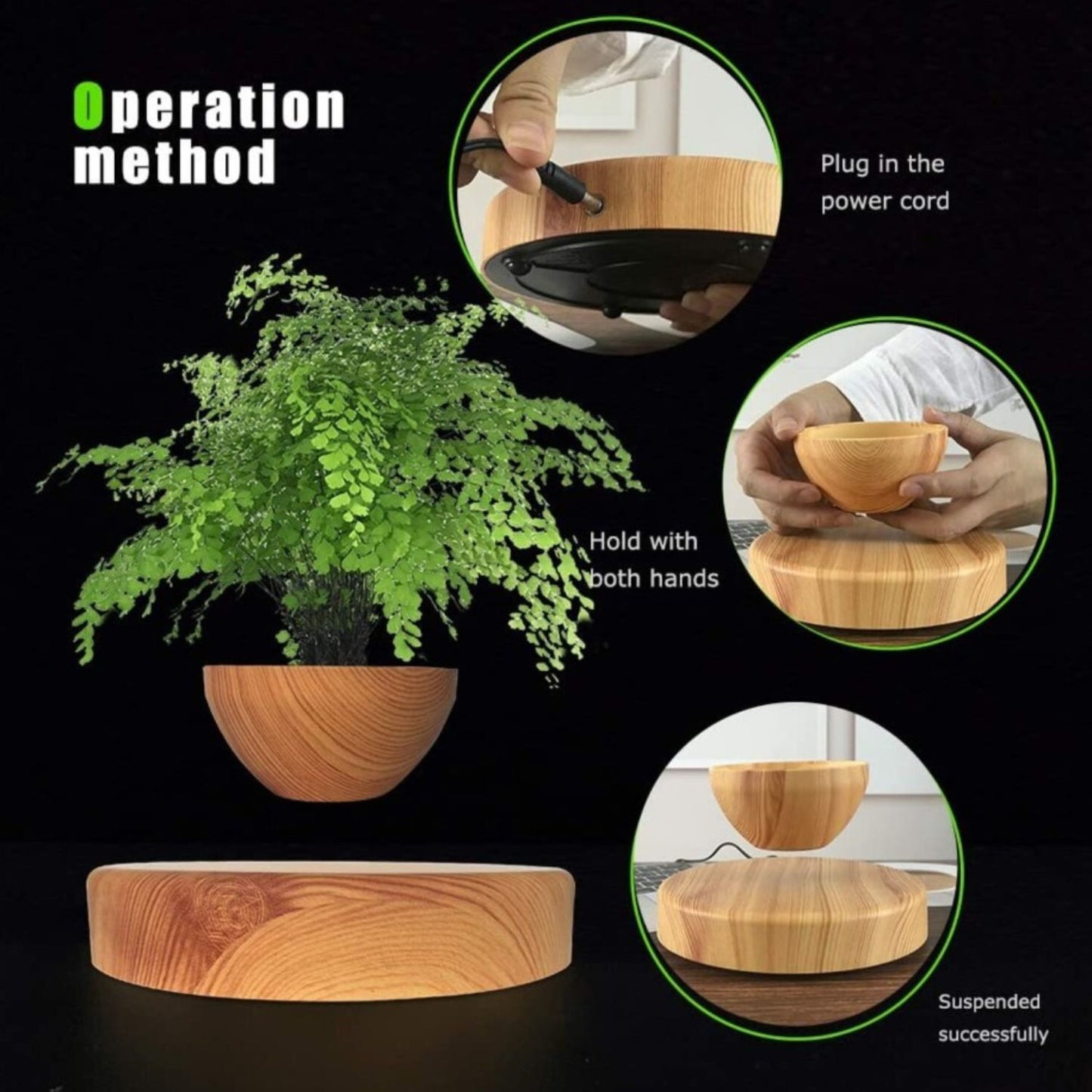 GOMINIMO Magnetic Levitating Plant Pot Oak GO-MLP-108-HCNT - DecorHouse.com.au