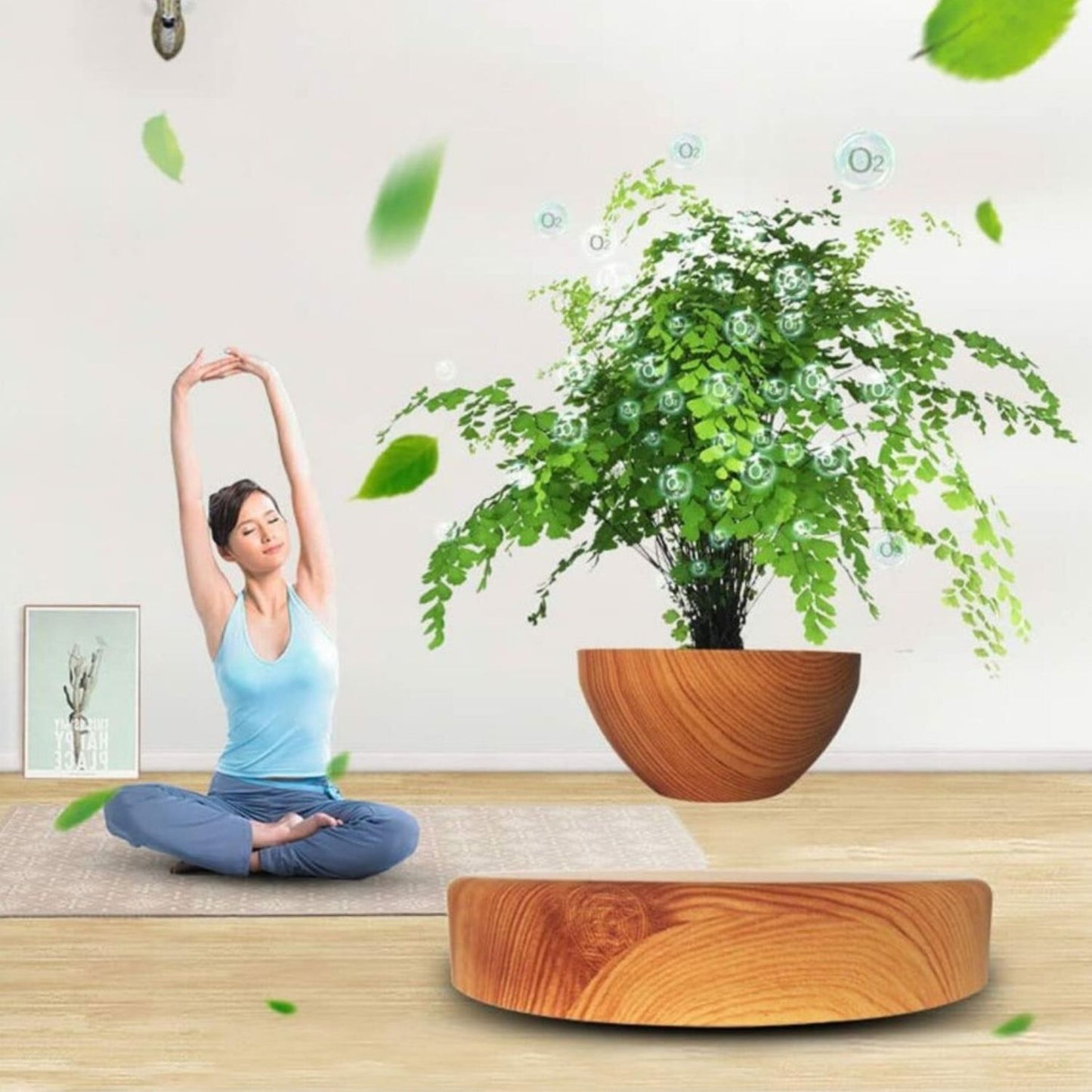 GOMINIMO Magnetic Levitating Plant Pot Oak GO-MLP-108-HCNT - DecorHouse.com.au