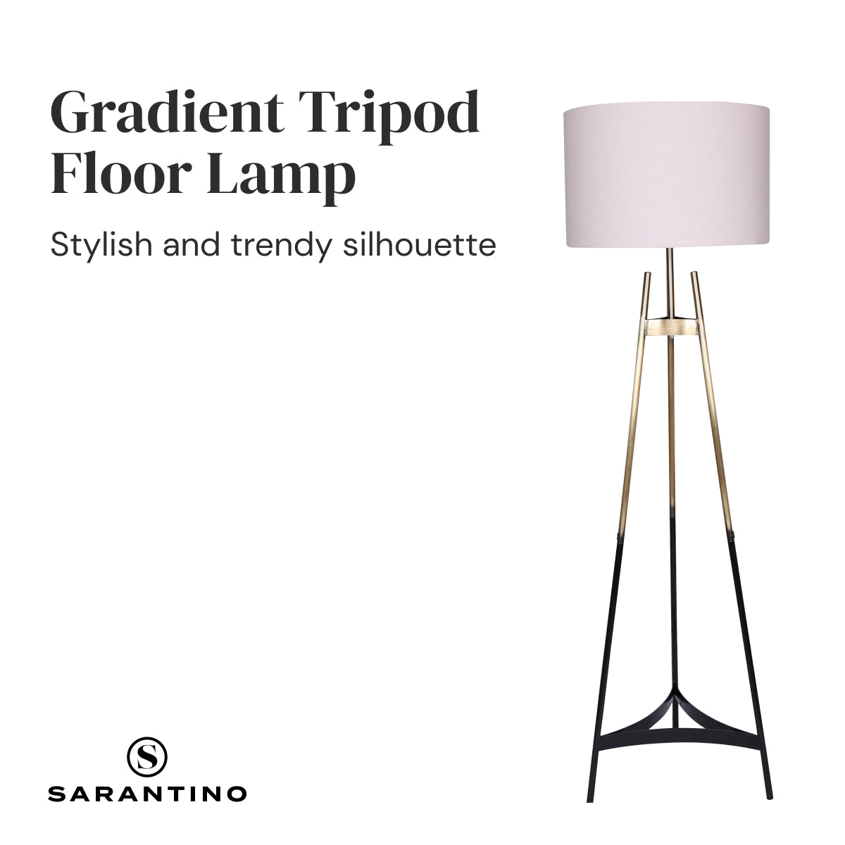 Sarantino Metal Tripod Electric Floor Lamp Gradient Finish - DecorHouse.com.au