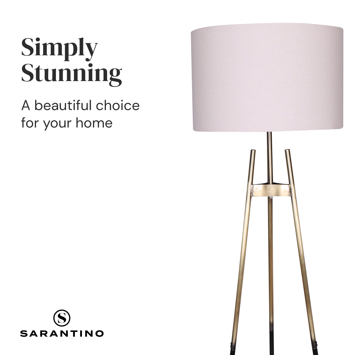 Sarantino Metal Tripod Electric Floor Lamp Gradient Finish - DecorHouse.com.au