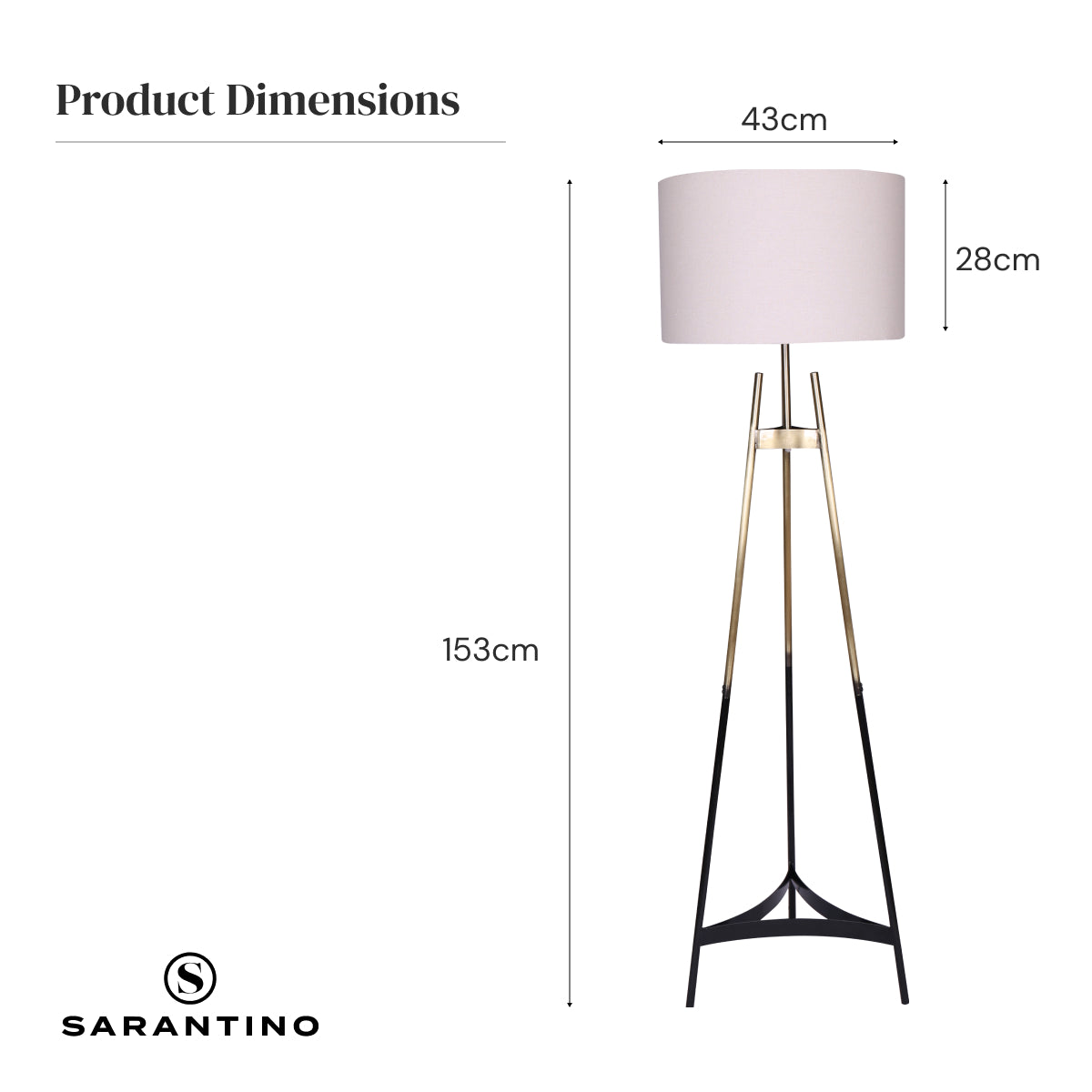 Sarantino Metal Tripod Electric Floor Lamp Gradient Finish - DecorHouse.com.au