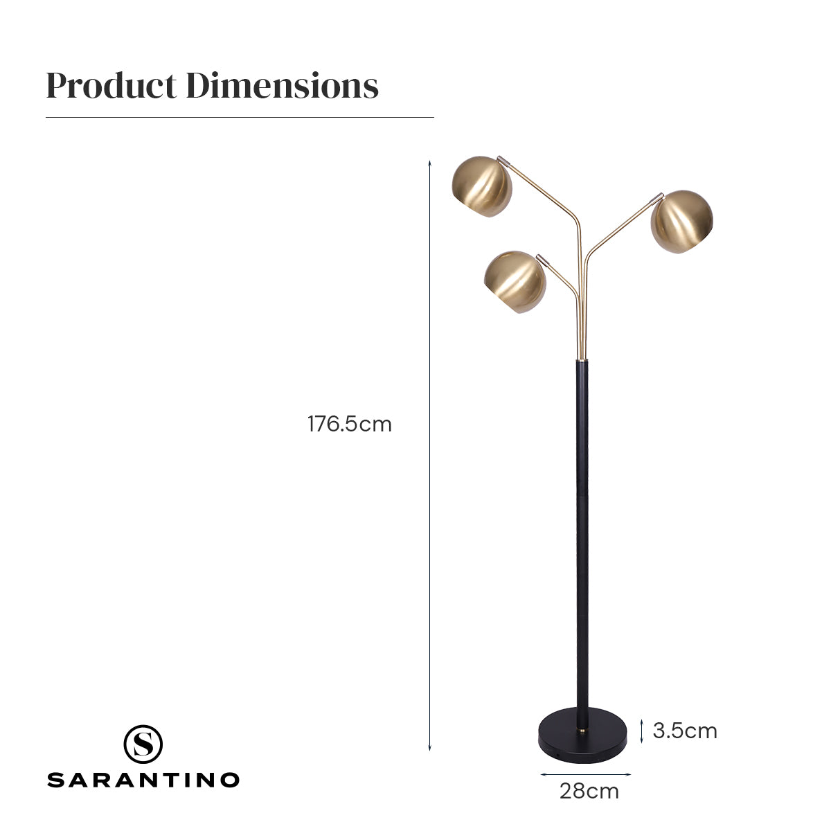 Sarantino Adjustable 3-Arm Arc Lamp - DecorHouse.com.au