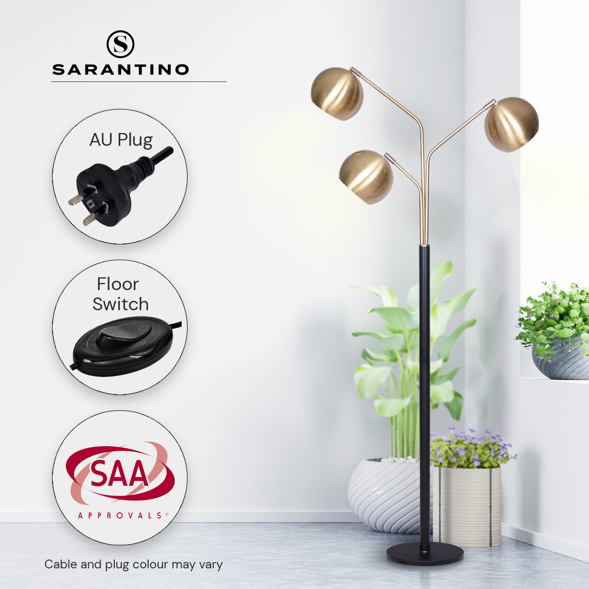 Sarantino Adjustable 3-Arm Arc Lamp - DecorHouse.com.au