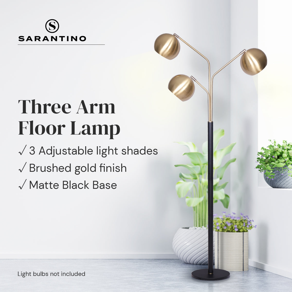 Sarantino Adjustable 3-Arm Arc Lamp - DecorHouse.com.au