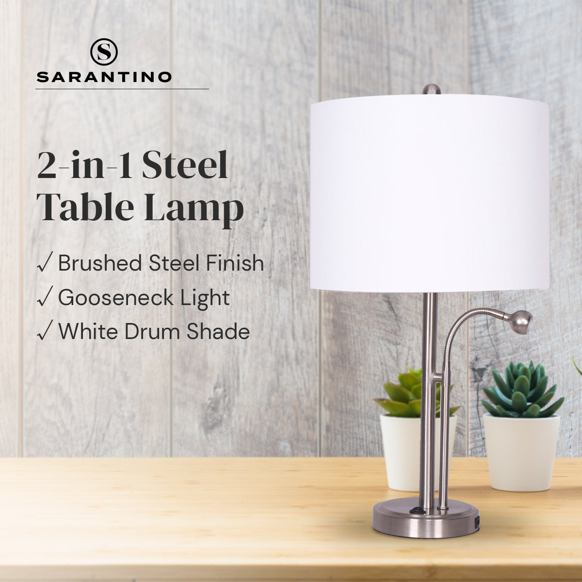 Sarantino 2-in-1 Table Lamp with LED Reading Light - DecorHouse.com.au