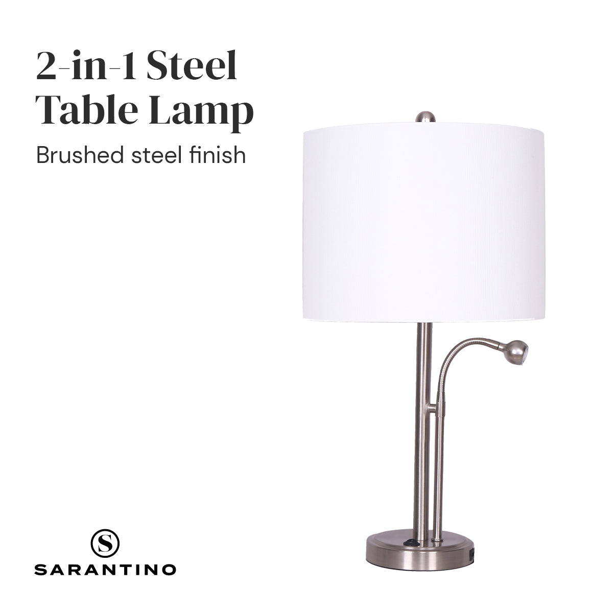 Sarantino 2-in-1 Table Lamp with LED Reading Light - DecorHouse.com.au