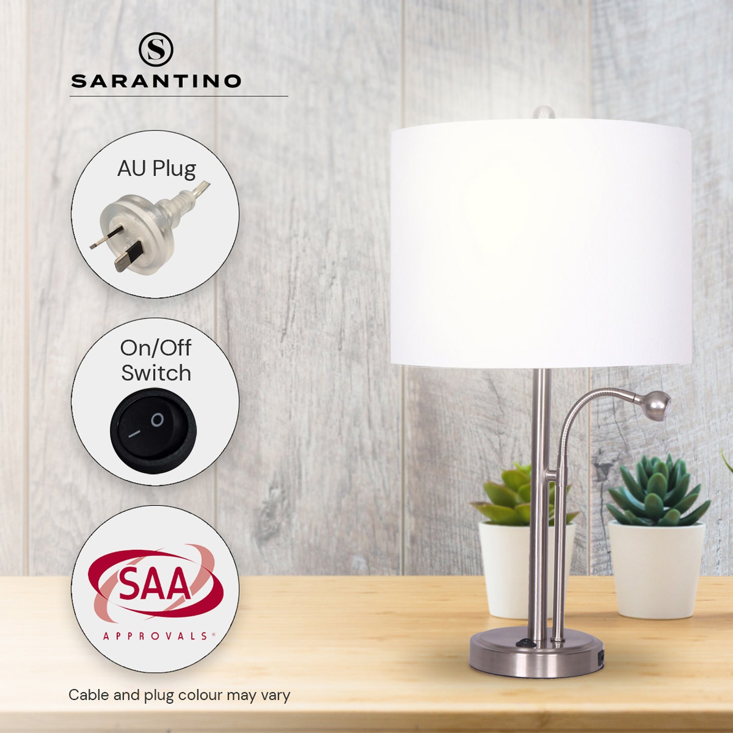 Sarantino 2-in-1 Table Lamp with LED Reading Light - DecorHouse.com.au
