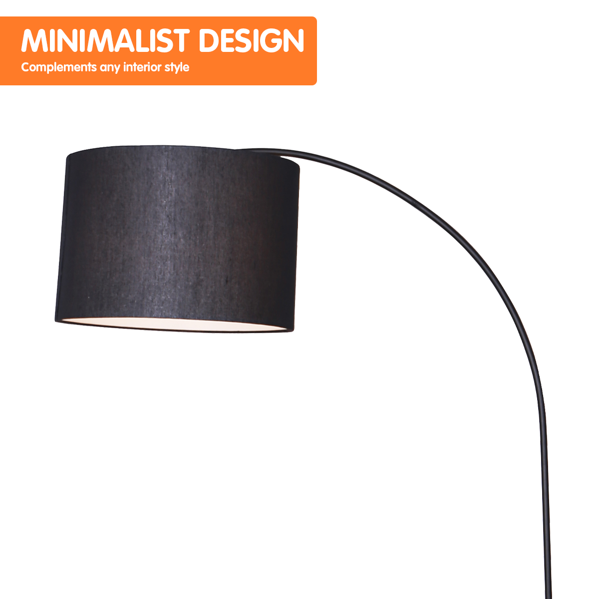 Sarantino Metal Arc Arm Floor Lamp Shade Black - DecorHouse.com.au