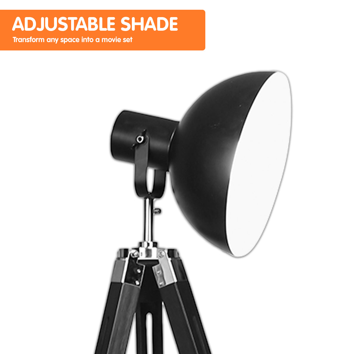 Sarantino Tripod Floor Spot Lamp Reading Adjustable Height Metal Black - DecorHouse.com.au