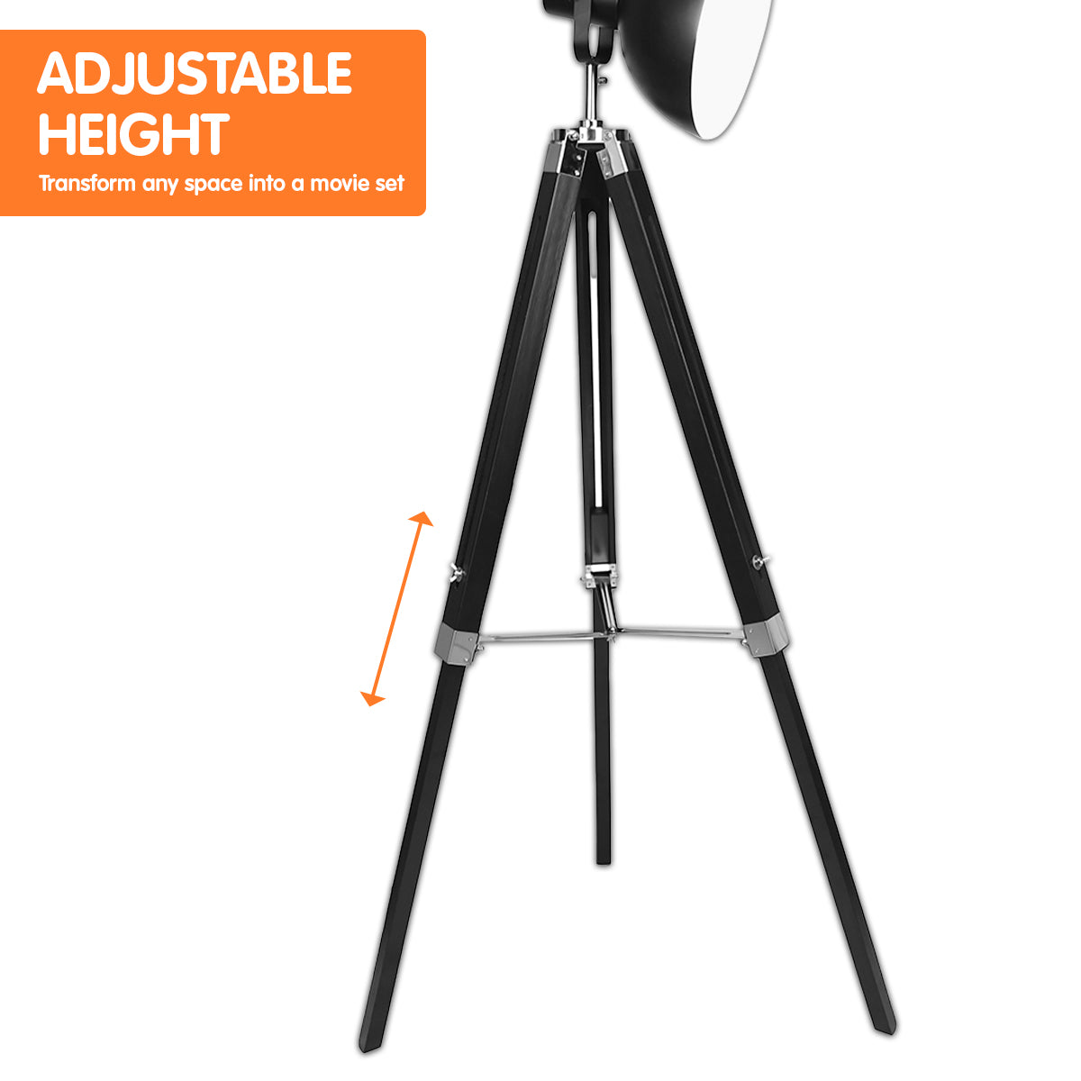 Sarantino Tripod Floor Spot Lamp Reading Adjustable Height Metal Black - DecorHouse.com.au