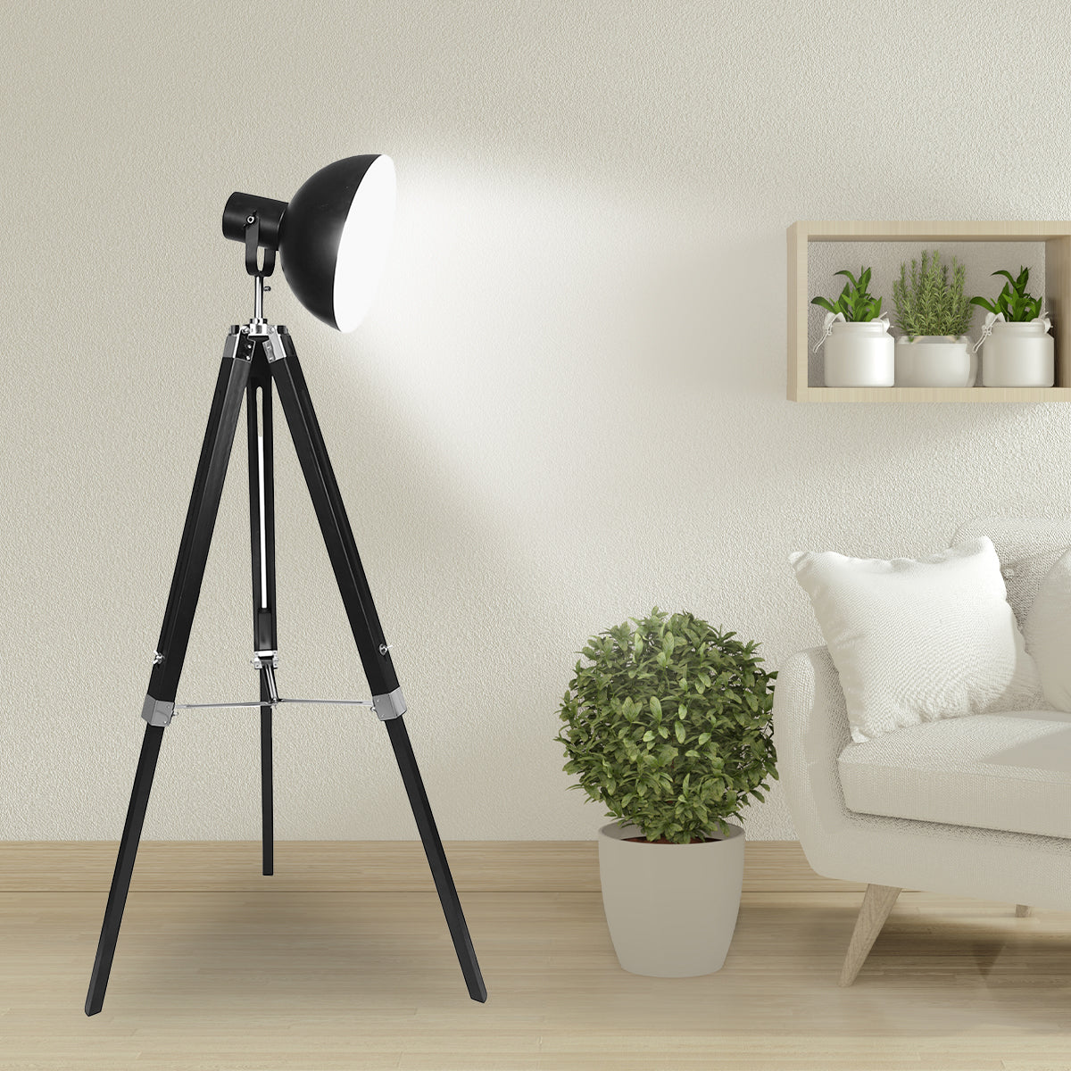 Sarantino Tripod Floor Spot Lamp Reading Adjustable Height Metal Black - DecorHouse.com.au