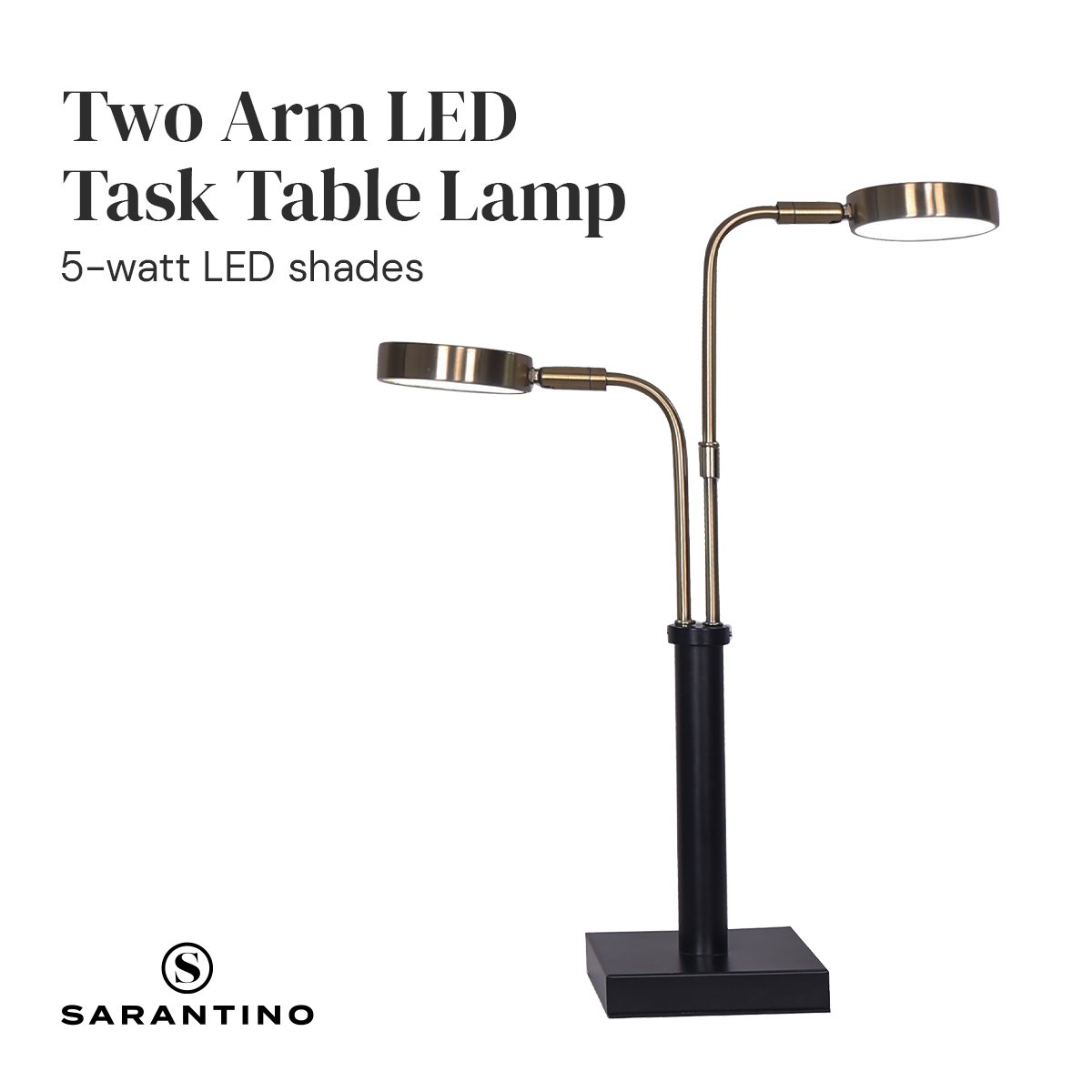 Sarantino LED Metal Table Lamp with 2 Lights Brushed Gold Black Finish - DecorHouse.com.au