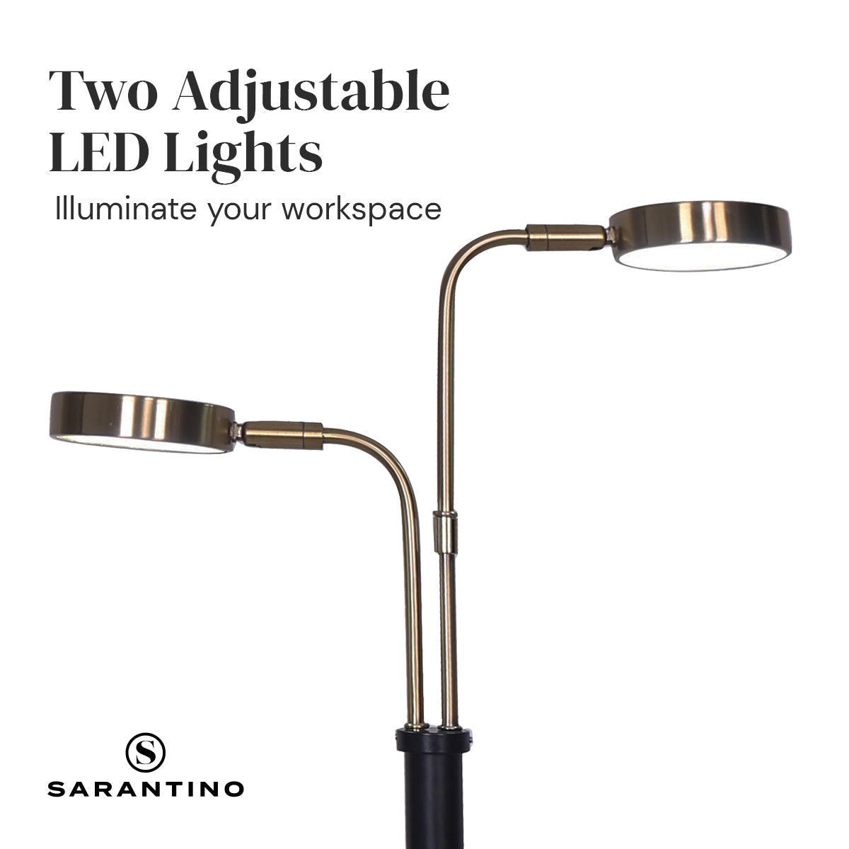 Sarantino LED Metal Table Lamp with 2 Lights Brushed Gold Black Finish - DecorHouse.com.au