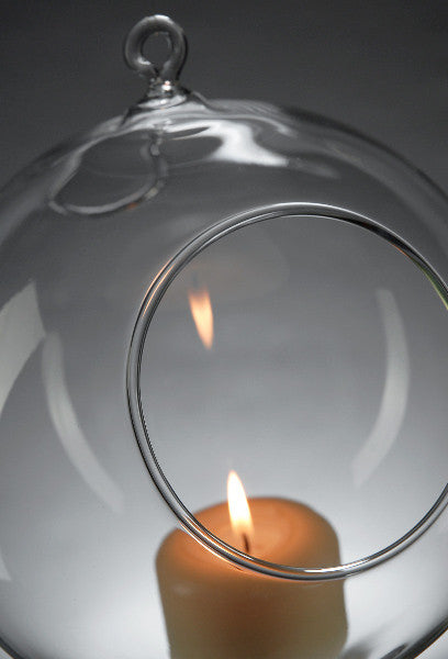 4 x Hanging Clear Glass Ball Tealight Candle Holder - 8cm Diameter / High - Wedding Globe Decoration Terrarium Succulent Plant Mini Garden Holder Decor Craft Gift - DecorHouse.com.au