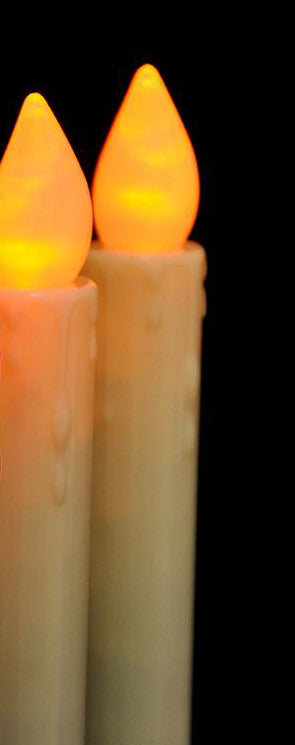 3 Pack Taper Stick White Battery Candle - Natural Flame Light Colour No Flicker - Gold Stand Base - DecorHouse.com.au