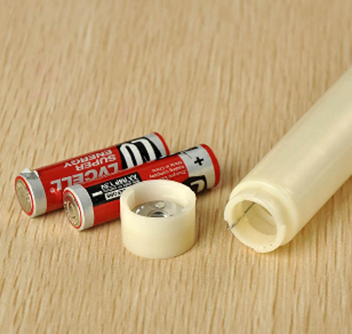 3 Pack Taper Stick White Battery Candle - Natural Flame Light Colour No Flicker - Gold Stand Base - DecorHouse.com.au