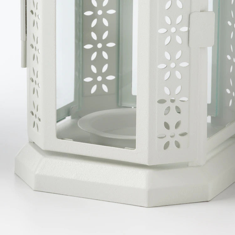 White Metal Miners Lantern Summer Wedding Home Party Room Balconey Deck Decoration 21cm Tealight Candle - DecorHouse.com.au