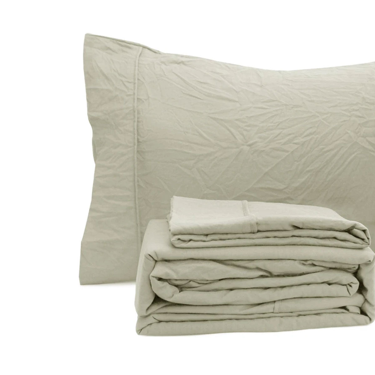 Ramesses Oatmeal Pebble Wash Linen Look Alternative Sheet Set
