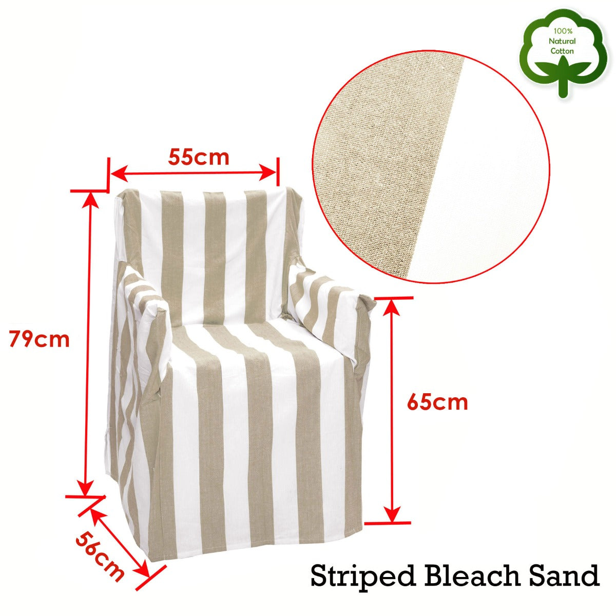 Rans Alfresco 100% Cotton Director Chair Cover - Striped Bleach Sand - DecorHouse.com.au
